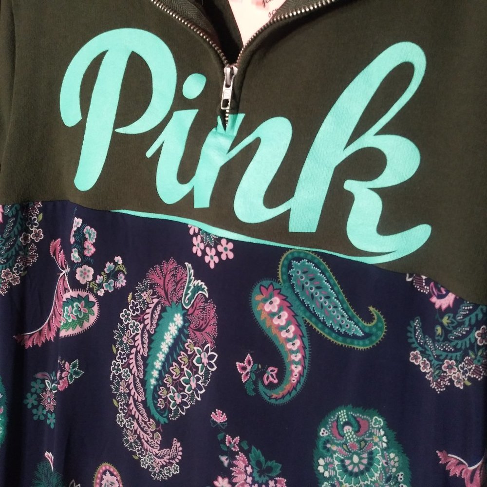 1418 Size XS/Large Victoria Secret Pink 1/4 Zip Pullover - Picture 4 of 5